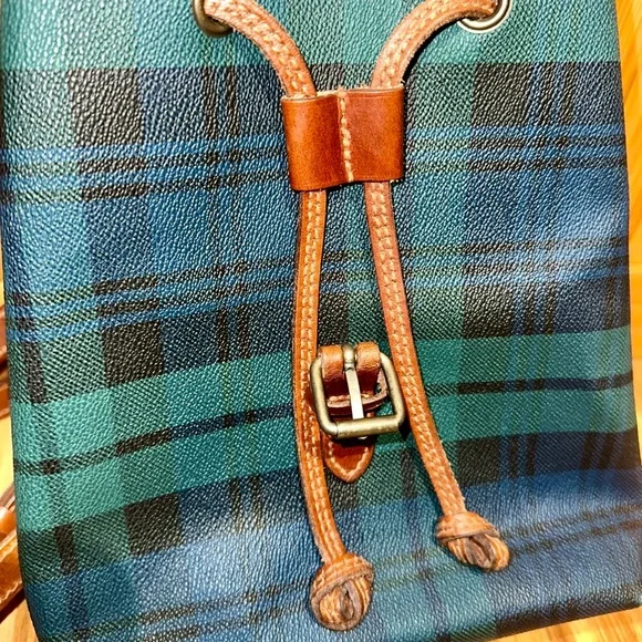 Vintage Polo Ralph Lauren BlueGreen Plaid Leather-Trimming